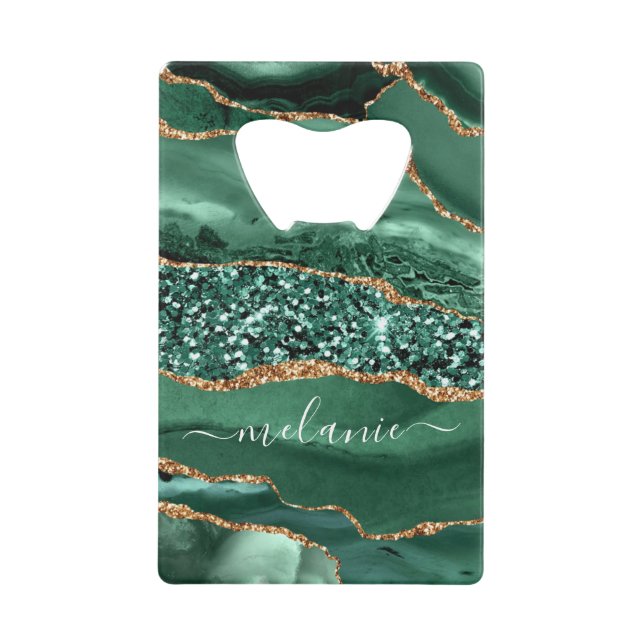 Emerald Green Gold Custom Ihr Name Flasche Opener Geldbeutel Flaschenöffner (Vorderseite)