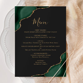 Emerald Green Gold Dark Wedding Menu Menükarte