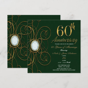 Emerald Green & Gold Diamond 60 60 Jahre Einladung