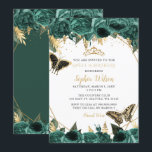 Emerald Green Gold Floral Butterfly SWEET 16 Einladung<br><div class="desc">Elegant Emerald Green Gold Floral Butterflies SWEET 16 Einladung</div>
