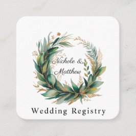 Emerald Green & Gold Floral Frame Wedding Registry Begleitkarte