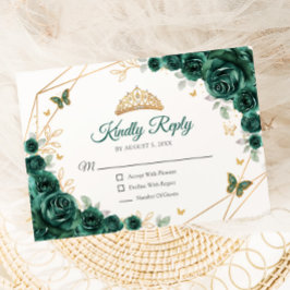 Emerald Green Gold Floral Quinceanera Antwort