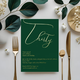 Emerald Green & Gold Foil 30. Geburtstag Einladung