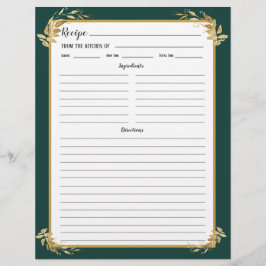 Emerald Green Gold Foliage Rezept Binder Page