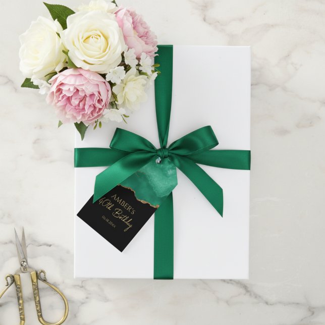 Emerald Green Gold Glitter  Watercolor Marble Geschenkanhänger (Von Creator hochgeladen)