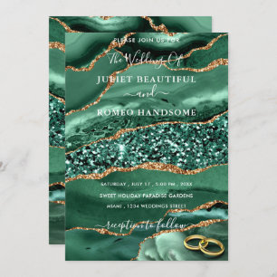 Emerald Green Gold Glitzer Einladung zur Hochzeit
