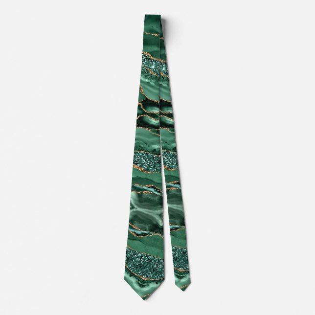 Emerald Green Gold Glitzer Funkelnd Neck Tie Krawatte (Vorderseite)