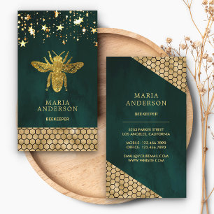 Emerald Green Gold Glitzer Honey Beekeeper Visitenkarte
