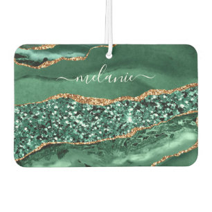 Emerald Green Gold Glitzer Ihr Name Air Freshener Autolufterfrischer