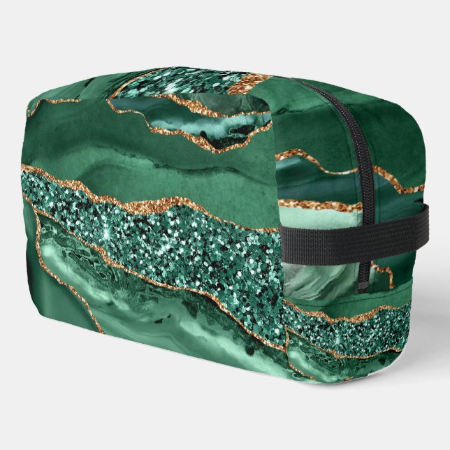 Emerald Green Gold Glitzer - Ihr Name Waschbeutel (Linke Seite)