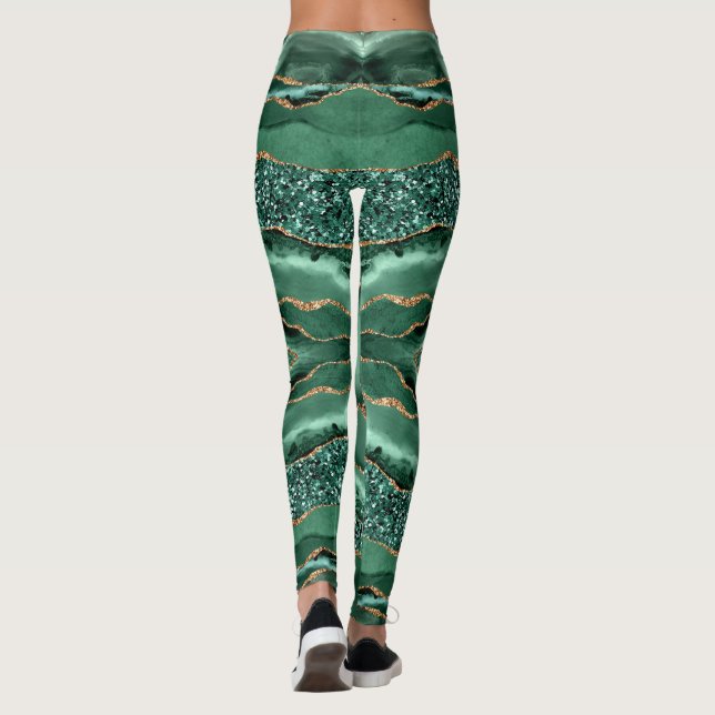 Emerald Green Gold Glitzer Leggings (Rückseite)