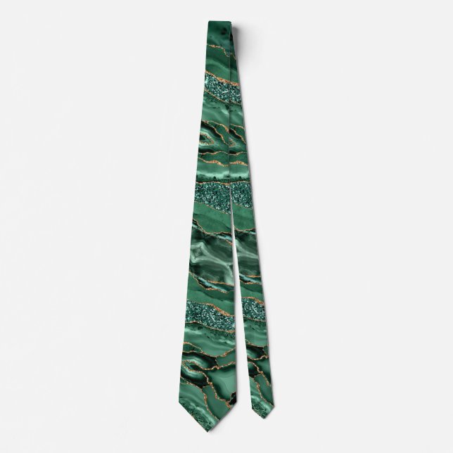 Emerald Green Gold Glitzer Marble Neck Tie Krawatte (Vorderseite)