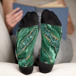 Emerald Green Gold Glitzer Marmorsocken Socken