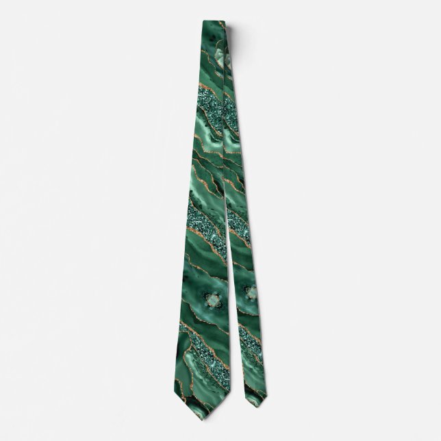 Emerald Green Gold Glitzer Neck Tie Krawatte (Vorderseite)