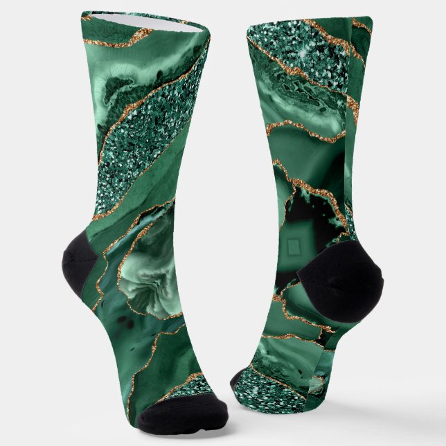 Emerald Green Gold Glitzer Socks Socken (Gewinkelt)