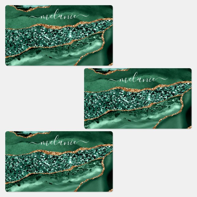 Emerald Green Gold Glitzer Sticker Individuelle Na (Gruppe)