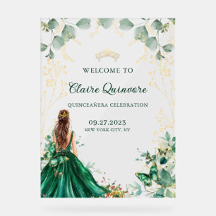 Emerald Green Gold Gown Princess Quinceanera Acrylschild