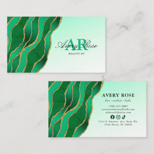 Emerald Green Gold Marble Agate Beauty Visitenkarte