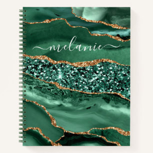 Emerald Green Gold Marble Individuelle Name Notebo Notizbuch