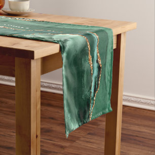 Emerald Green Gold Marble Individuelle Name Table  Kurzer Tischläufer