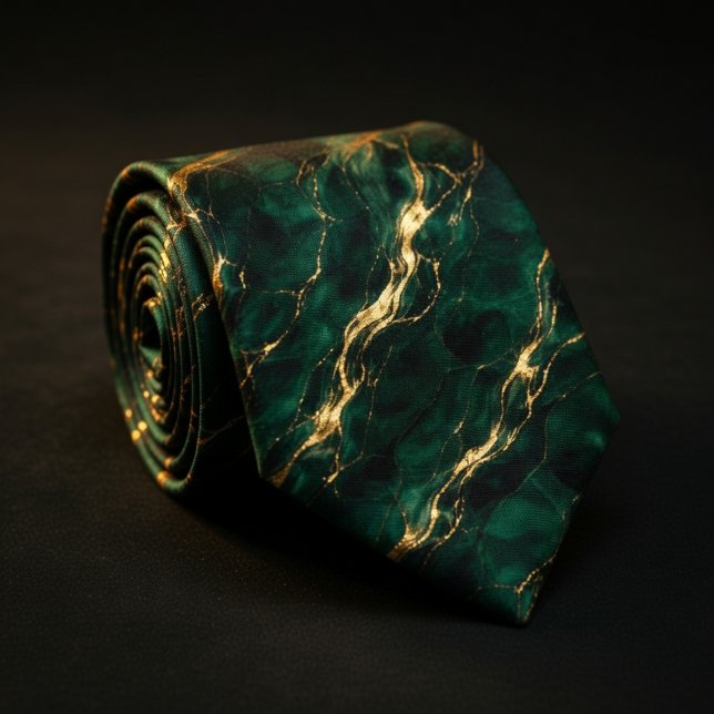 Emerald Green & Gold Marble Krawatte (Von Creator hochgeladen)