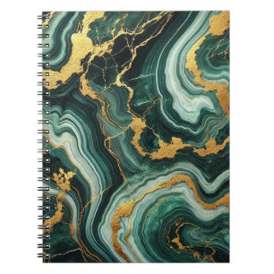 Emerald Green & Gold Marble Look Glam Notizblock