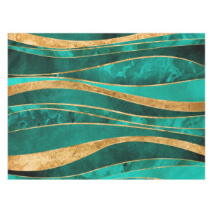 Emerald Green Gold Metallic Wavy Abstrakt Tischdecke