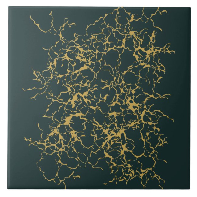 Emerald Green Gold Modern Abstrakt  Fliese (Vorderseite)