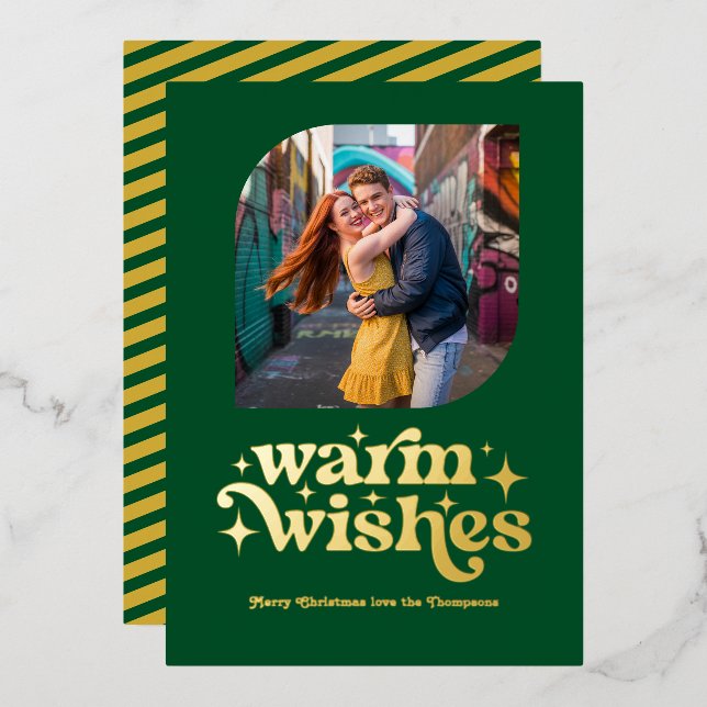 Emerald Green & Gold Modern Retro Weihnachtsfeiert Folien Feiertagskarte (Vorderseite/Rückseite)