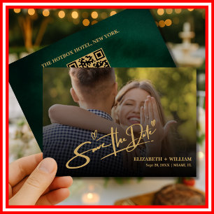 Emerald Green & Gold Modernes Elegantes Save The Date