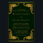 Emerald Green Gold Ornament Einladung zur Hochzeit Magnet<br><div class="desc">Dieses Design zeigt Blätter in goldenen Texturen mit einem smaragdgrünen schönen Hintergrund. Ideal für Ihre Hochzeitsfeiern!</div>