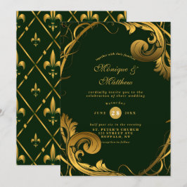 Emerald Green Gold Ornament Wedding Einladungen