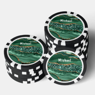 Emerald Green Gold Poker Chips mit Individuelle Na