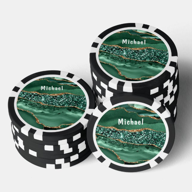 Emerald Green Gold Poker Chips mit Individuelle Na (Stapel)