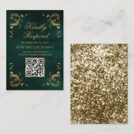 Emerald Green Gold QR Code UAWG Wedding Website Begleitkarte