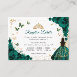 Emerald Green Gold Quinceanera Reception Details Begleitkarte