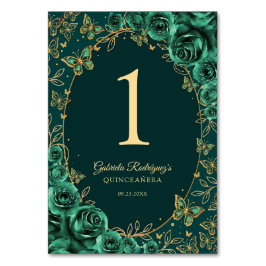 Emerald Green Gold Quinceanera Tischnummer