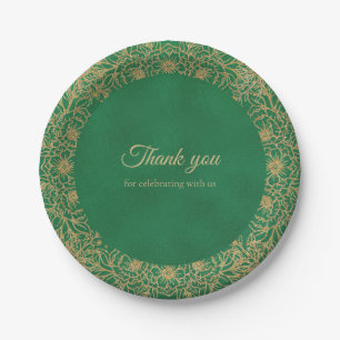 Emerald Green Gold Quinceñera Sweet 15 Pappteller