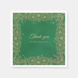 Emerald Green Gold Quinceñera Sweet 15 Serviette