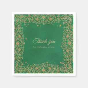 Emerald Green Gold Quinceñera Sweet 15 Serviette