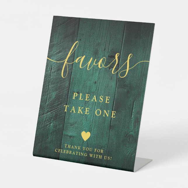 Emerald Green Gold Rustic Boho Barn Wood Favoriten Sockelschild (Vorderseite)