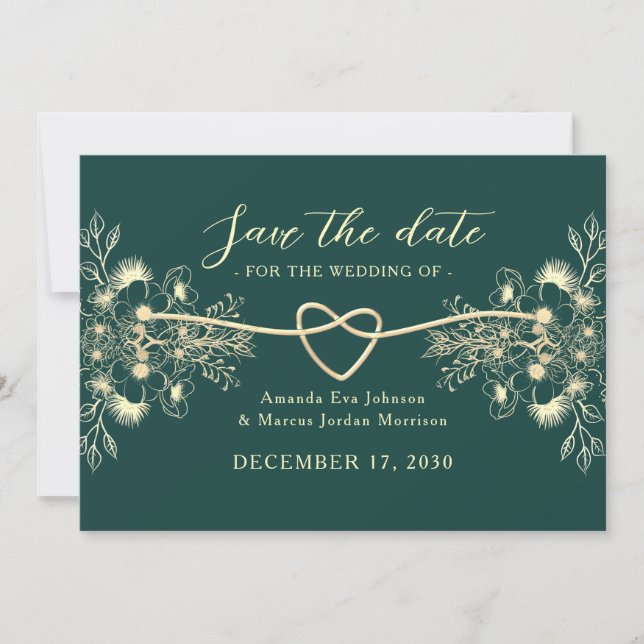 Emerald Green Gold Save the Date (Vorderseite)