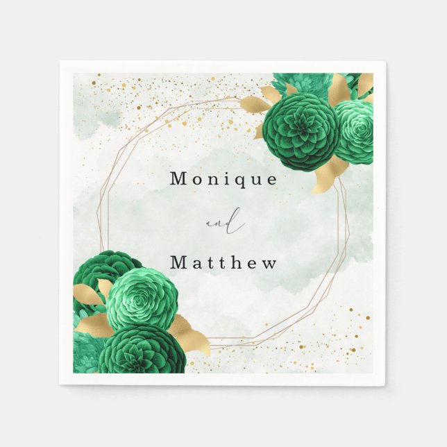Emerald Green Gold Shine Geometric Glitzer Wedding Serviette (Vorderseite)