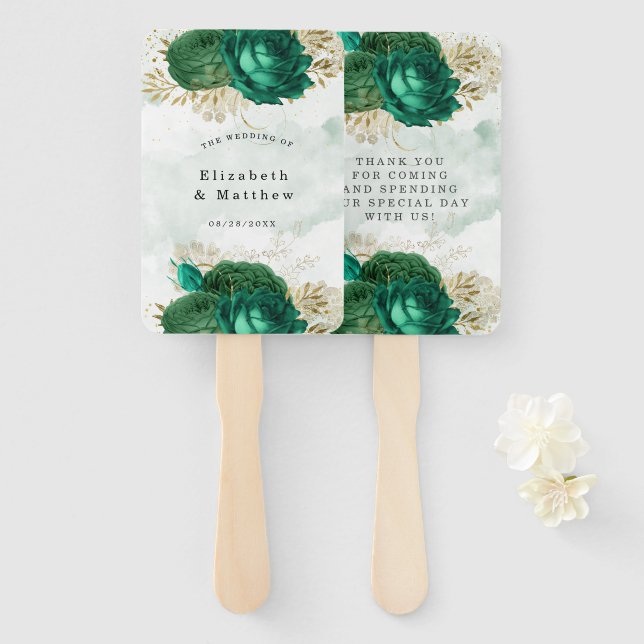 Emerald Green Gold Shine Glitzer Hochzeit Vielen D Fächer (Vorne und Hinten)