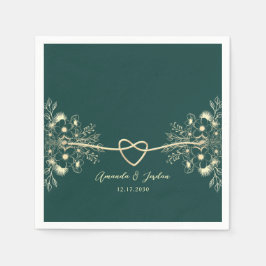 Emerald Green Gold Wedding Serviette