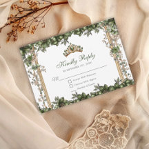 Emerald Green Golden Tiara Floral Quinceañera