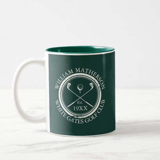 Emerald Green Golf Club Name Personalisiert Zweifarbige Tasse (Links)