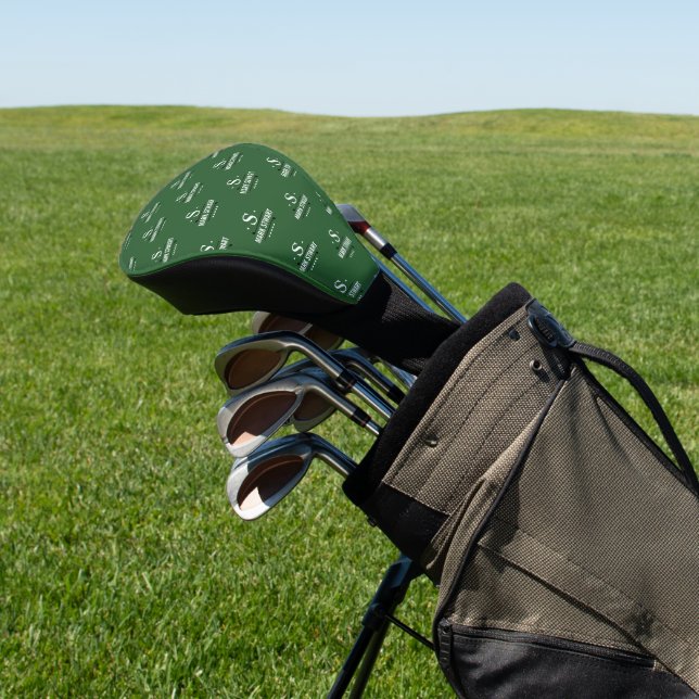 Emerald Green Golfer 1-initialer Monogram-Allover Golf Headcover (In SItu)