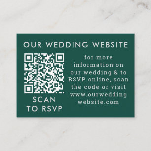 Emerald Green & Gray Wedding Web QR Code Begleitkarte