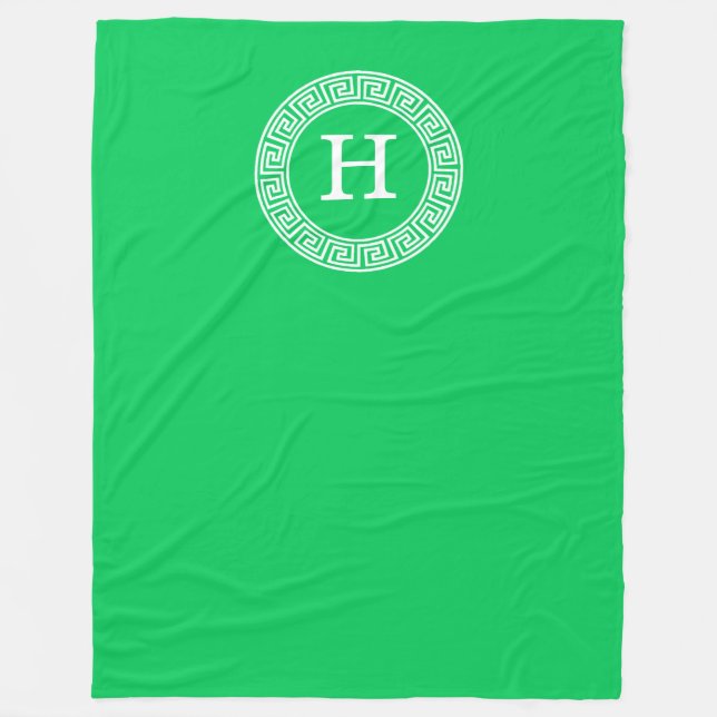 Emerald Green Greece Key Rnd Frame Initial Monogra Fleecedecke (Vorderseite)